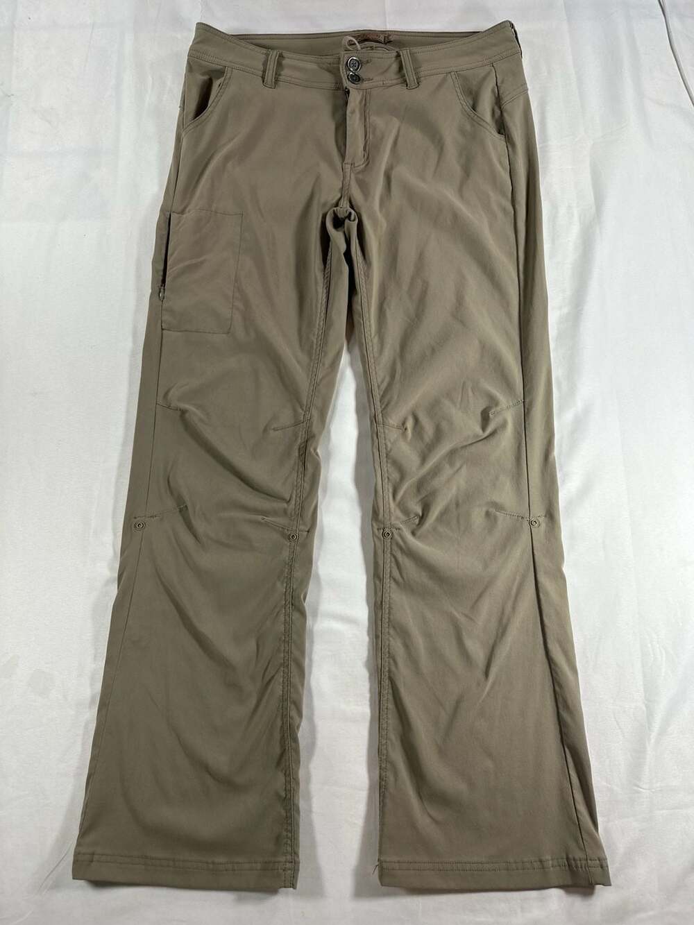prAna Women's Halle Hiking Pants Khaki Roll-Up Stretch Outdoor Active Nylon